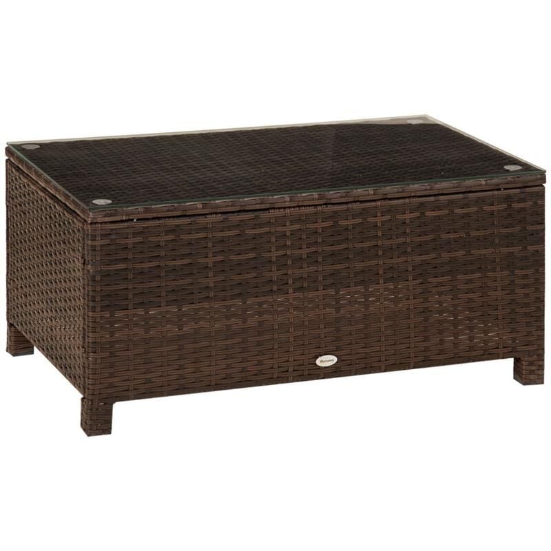 foto del prodotto tavolino da giardino in rattan con top vetro 85 x 50 x 39 cm marrone