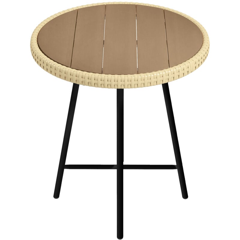 foto del prodotto tavolino da giardino in rattan e plastica di legno grigio nero outsunny