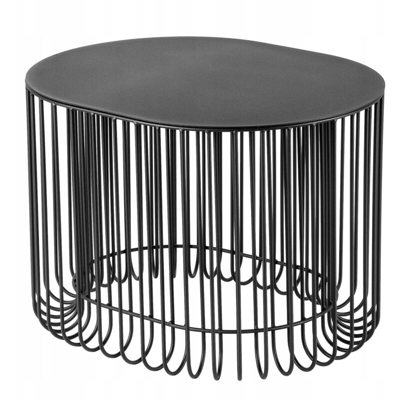 foto del prodotto tavolino da giardino moderno kadax tavolino da caff in acciaio verniciato a polvere, cestello in filo metallico con vassoio rimovibile per giardino