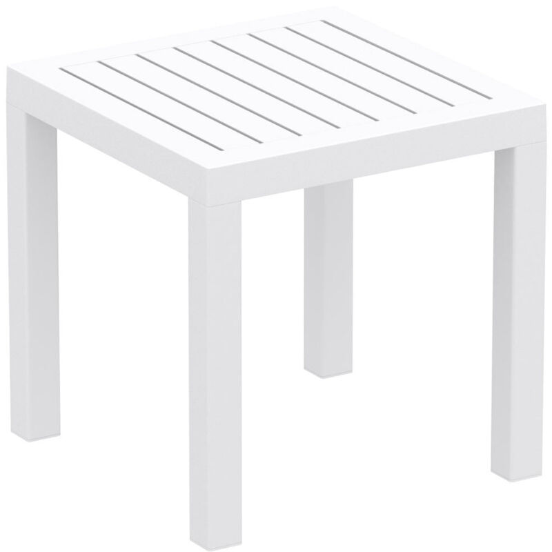 foto del prodotto tavolino da giardino piccolo in plastica bianca resistente alle intemperie 45x45x45 cm mdj10199