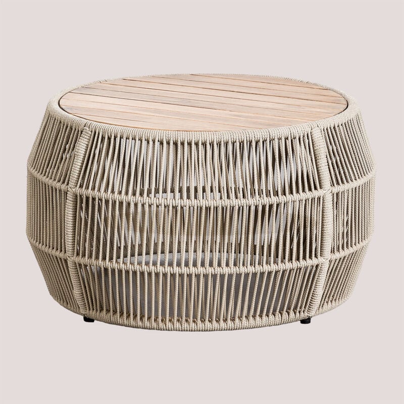 foto del prodotto tavolino da giardino rotondo 80 cm in alluminio e legno di acacia krot sklum