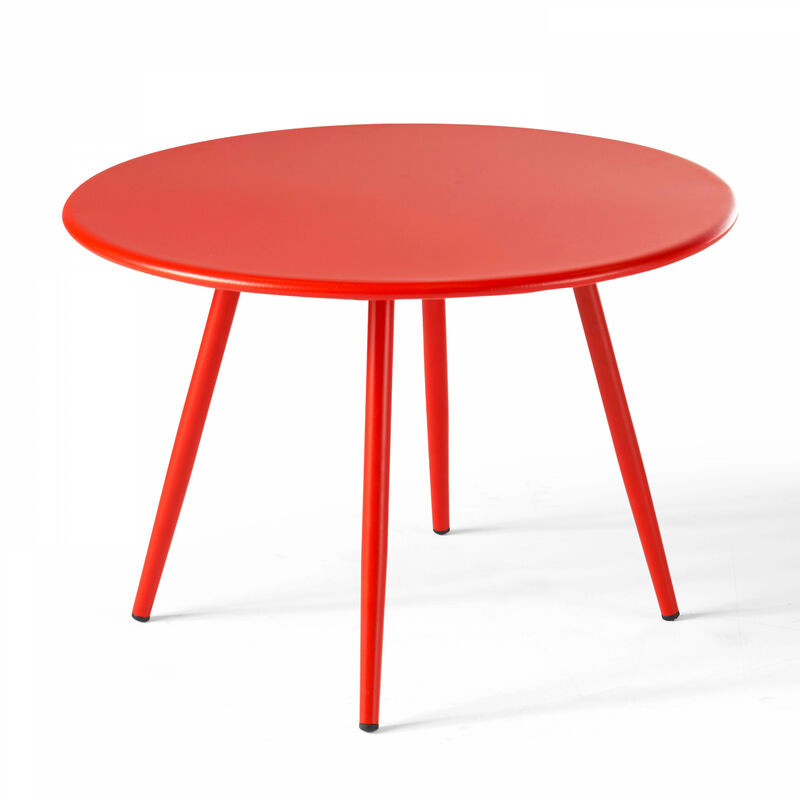 foto del prodotto tavolino da giardino rotondo in metallo rosso di 40 cm palavas