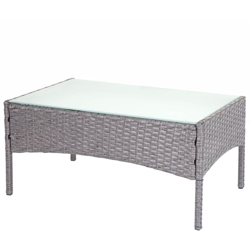 foto del prodotto tavolino da giardino tavolino in polyrattan con piano in vetro grigio 040005060