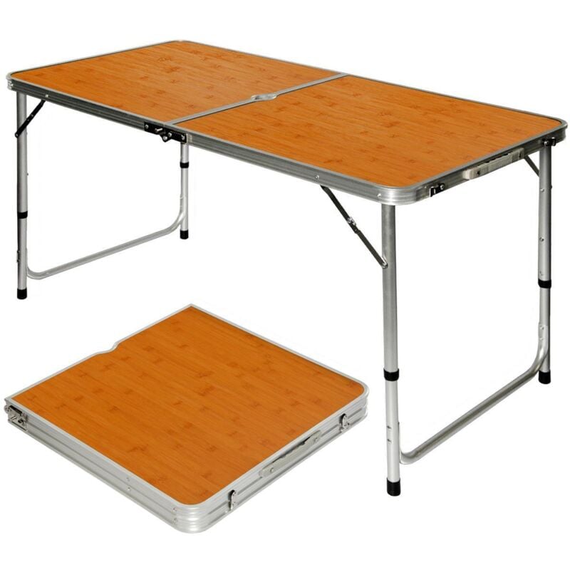 foto del prodotto tavolino da pic nic 120x60x70cm tavolo da campeggio in alluminio altezza regolabile pieghevole formato valigia bamb amanka