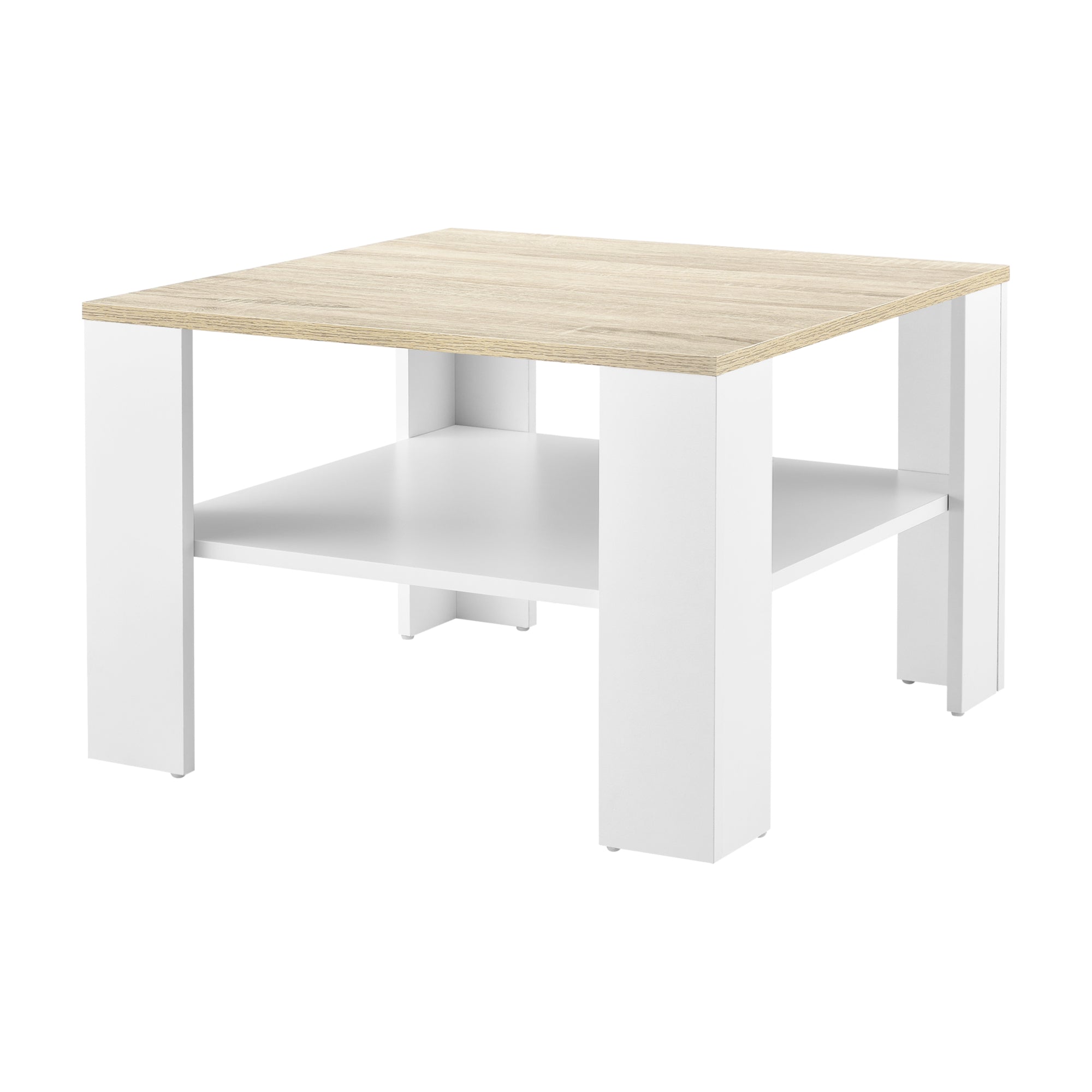 foto del prodotto tavolino da salotto 60 x 60 x 40 cm bianco ed effetto rovere 03 0008432