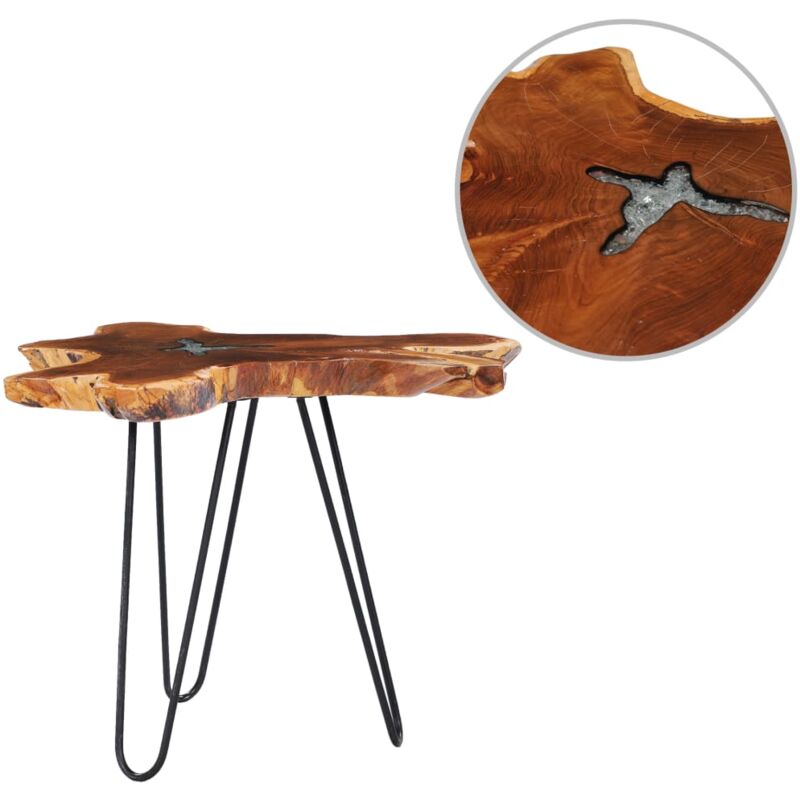 foto del prodotto tavolino da salotto 70x45 cm legno massello teak e poliresina vidaxl