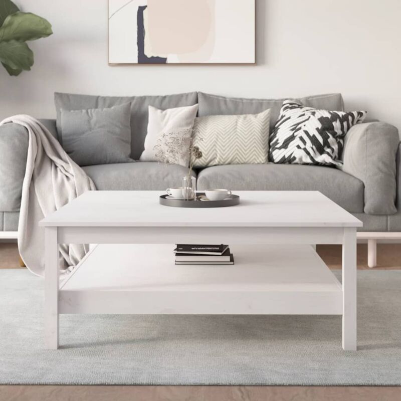 foto del prodotto tavolino da salotto bianco 100x100x40 cm legno massello di pino vidaxl