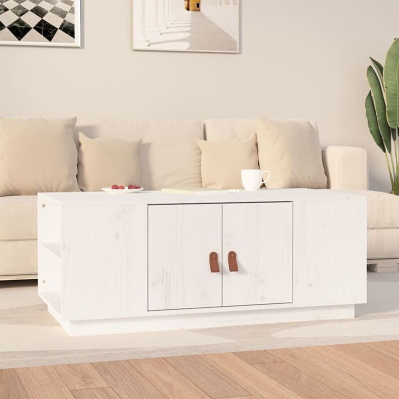 foto del prodotto tavolino da salotto bianco 100x50x41 cm legno massello di pino vidaxl
