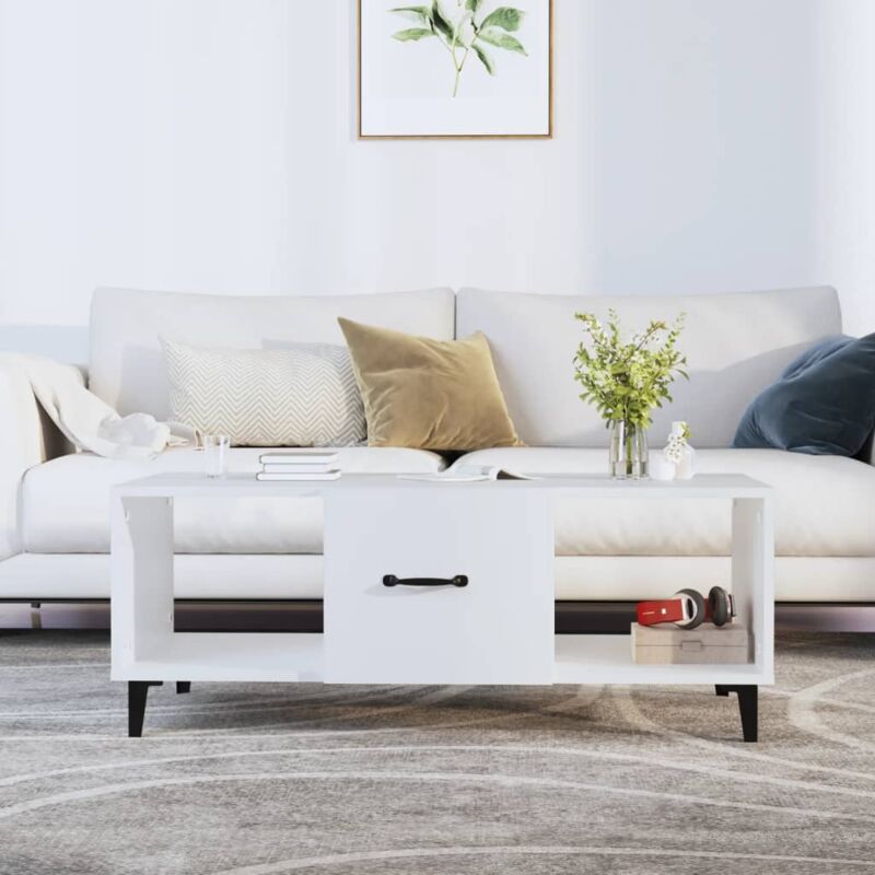 foto del prodotto tavolino da salotto bianco 102x50x40 cm in legno multistrato vidaxl