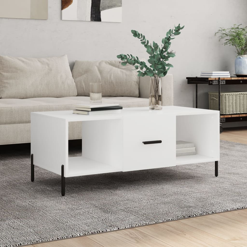foto del prodotto tavolino da salotto bianco 102x50x40 cm in legno multistratocod mxl 103575