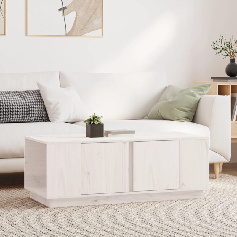foto del prodotto tavolino da salotto bianco 110x50x40 cm legno massello di pino vidaxl