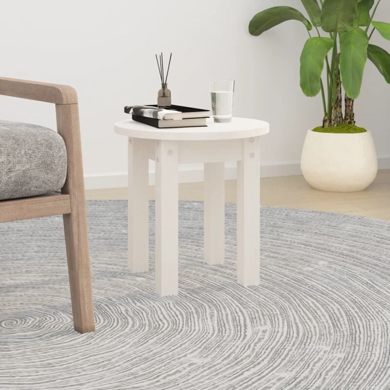 foto del prodotto tavolino da salotto bianco ø 35x35 cm in legno massello di pino - vidaxl