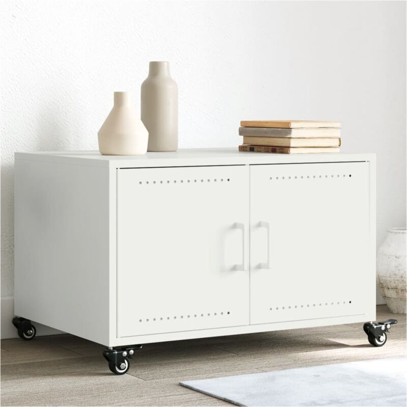 foto del prodotto tavolino da salotto bianco 68x50x43,5 cm in acciaio vidaxl