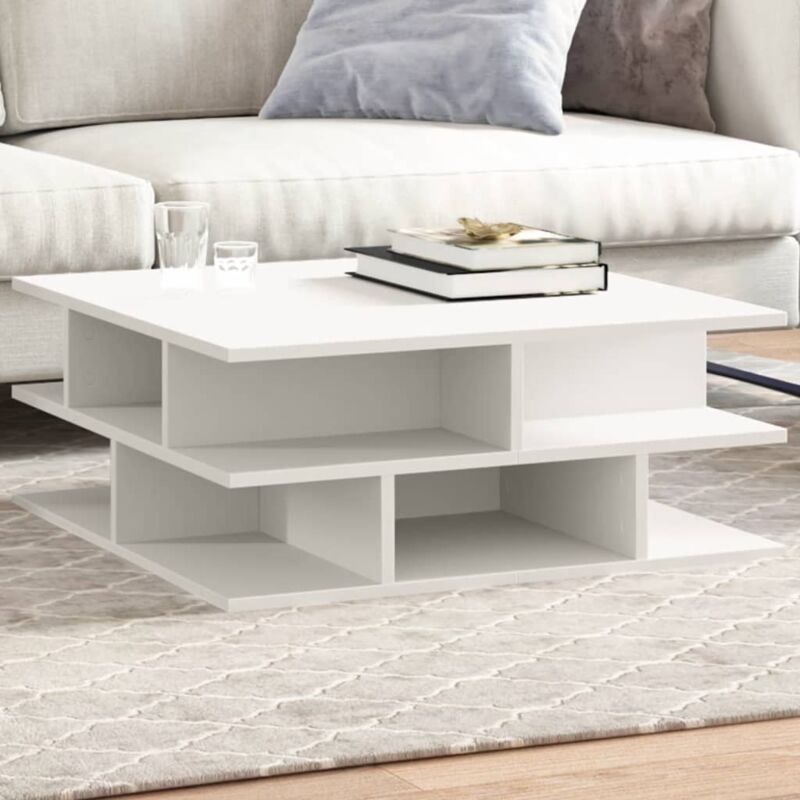 foto del prodotto tavolino da salotto bianco 70x70x29 cm in legno multistrato