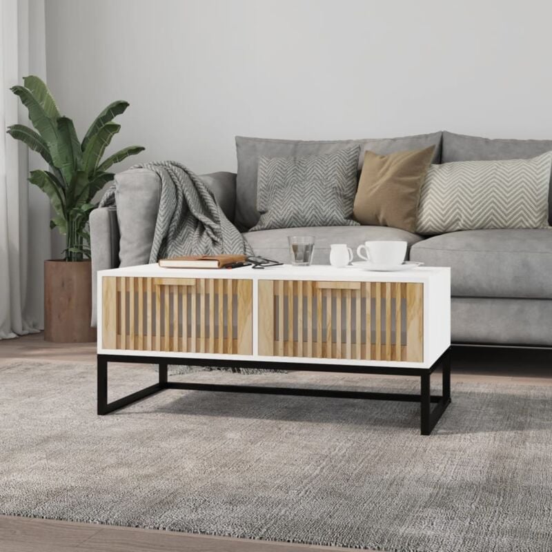 foto del prodotto tavolino da salotto bianco 80x40x35cm legno multistrato e ferro vidaxl