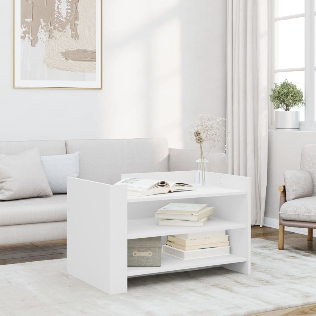 foto del prodotto tavolino da salotto bianco 80x50x50 cm in legno multistrato