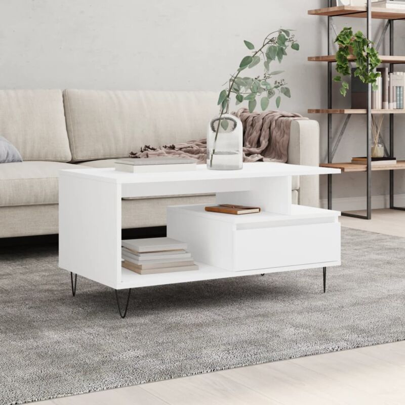 foto del prodotto tavolino da salotto bianco 90x49x45 cm in legno multistrato vidaxl