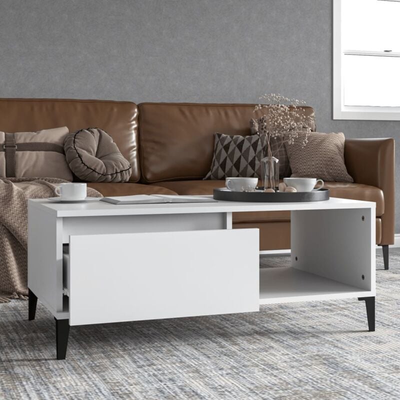 foto del prodotto tavolino da salotto bianco 90x50x36,5 cm in legno multistrato vidaxl