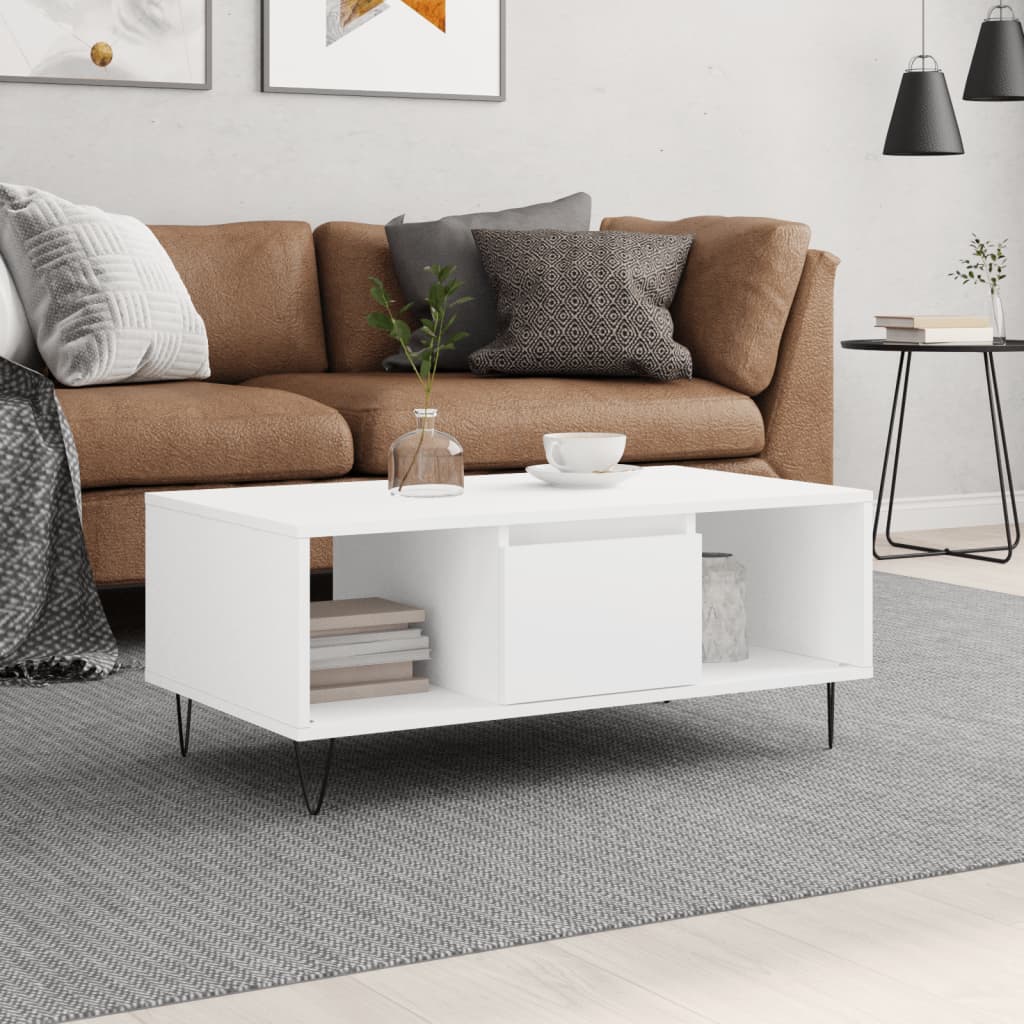 foto del prodotto tavolino da salotto bianco 90x50x36,5 cm in legno multistrato vidaxl