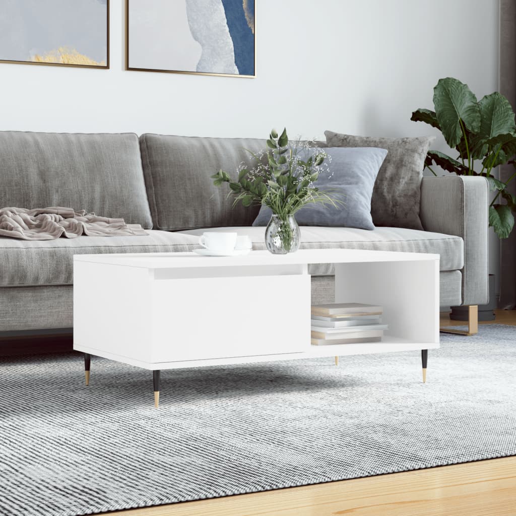 foto del prodotto tavolino da salotto bianco 90x50x36,5 cm in legno multistratocod mxl 70790