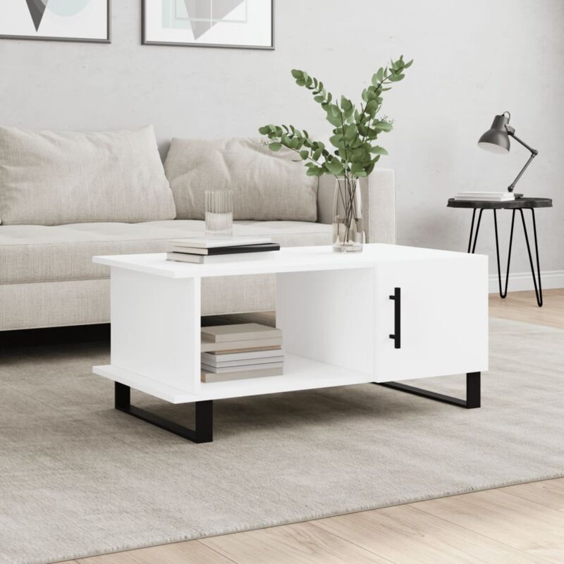 foto del prodotto tavolino da salotto bianco 90x50x40 cm in legno multistrato vidaxl 998415