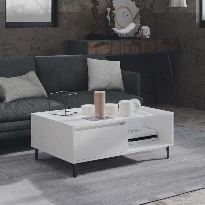 foto del prodotto tavolino da salotto bianco 90x60x35 cm in legno multistrato vidaxl