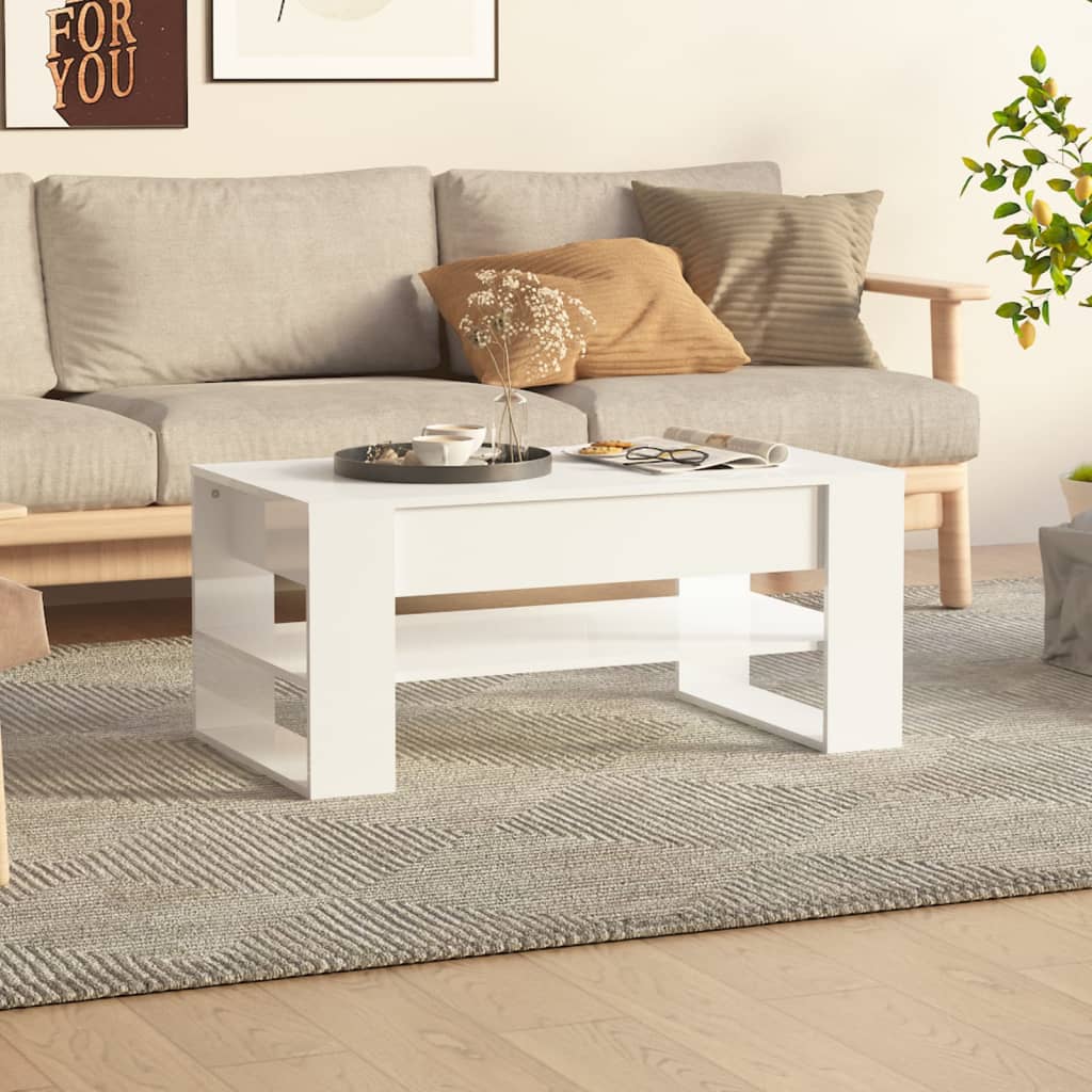 foto del prodotto tavolino da salotto bianco lucido 102x55x45cm legno multistrato cod mxl 14859