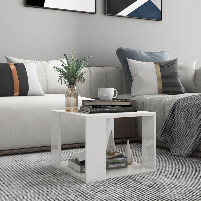foto del prodotto tavolino da salotto bianco lucido 40x40x30 cm legno multistrato vidaxl