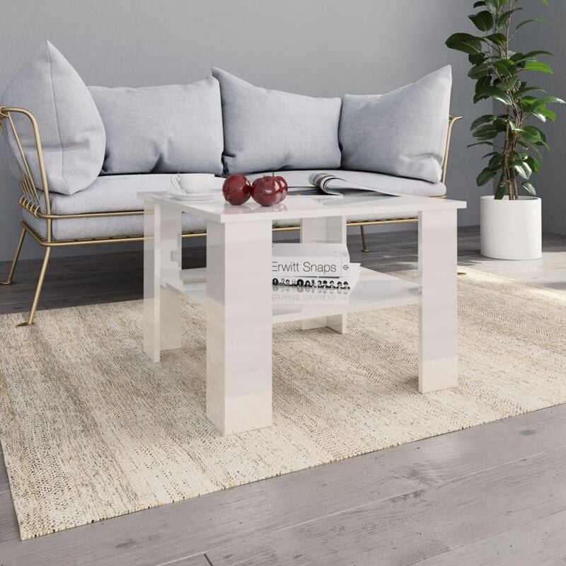 foto del prodotto tavolino da salotto bianco lucido 60x60x42 cm legno multistrato vidaxl