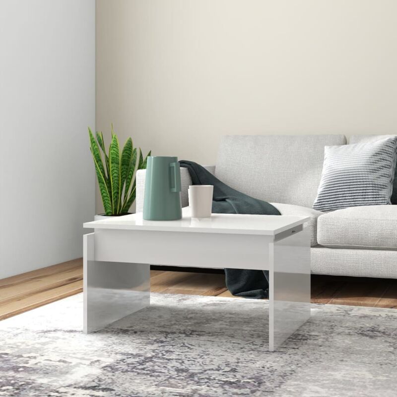 foto del prodotto tavolino da salotto bianco lucido 68x50x38 cm legno multistrato vidaxl
