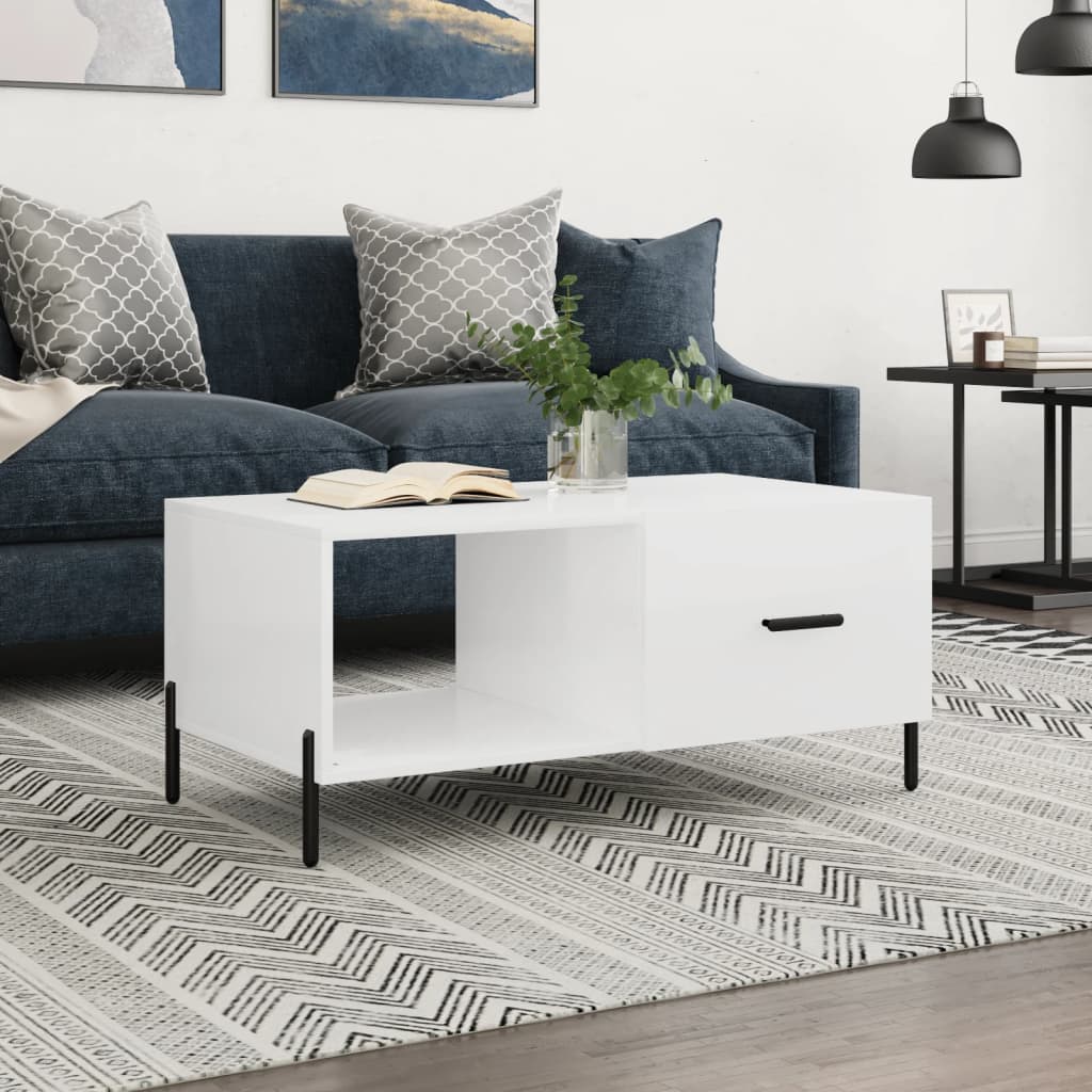 foto del prodotto tavolino da salotto bianco lucido 90x50x40 cm legno multistratocod mxl 128037
