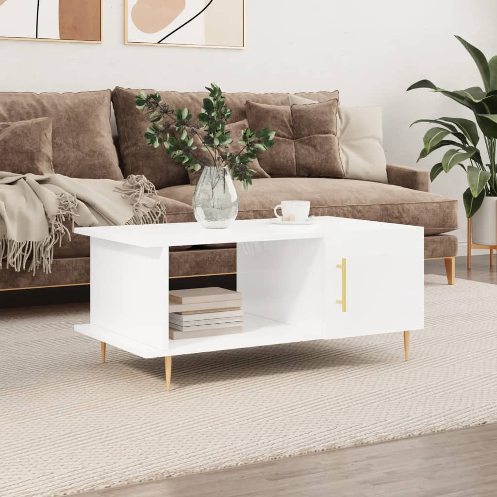 foto del prodotto tavolino da salotto bianco lucido 90x50x40 cm legno multistratocod mxl 79661