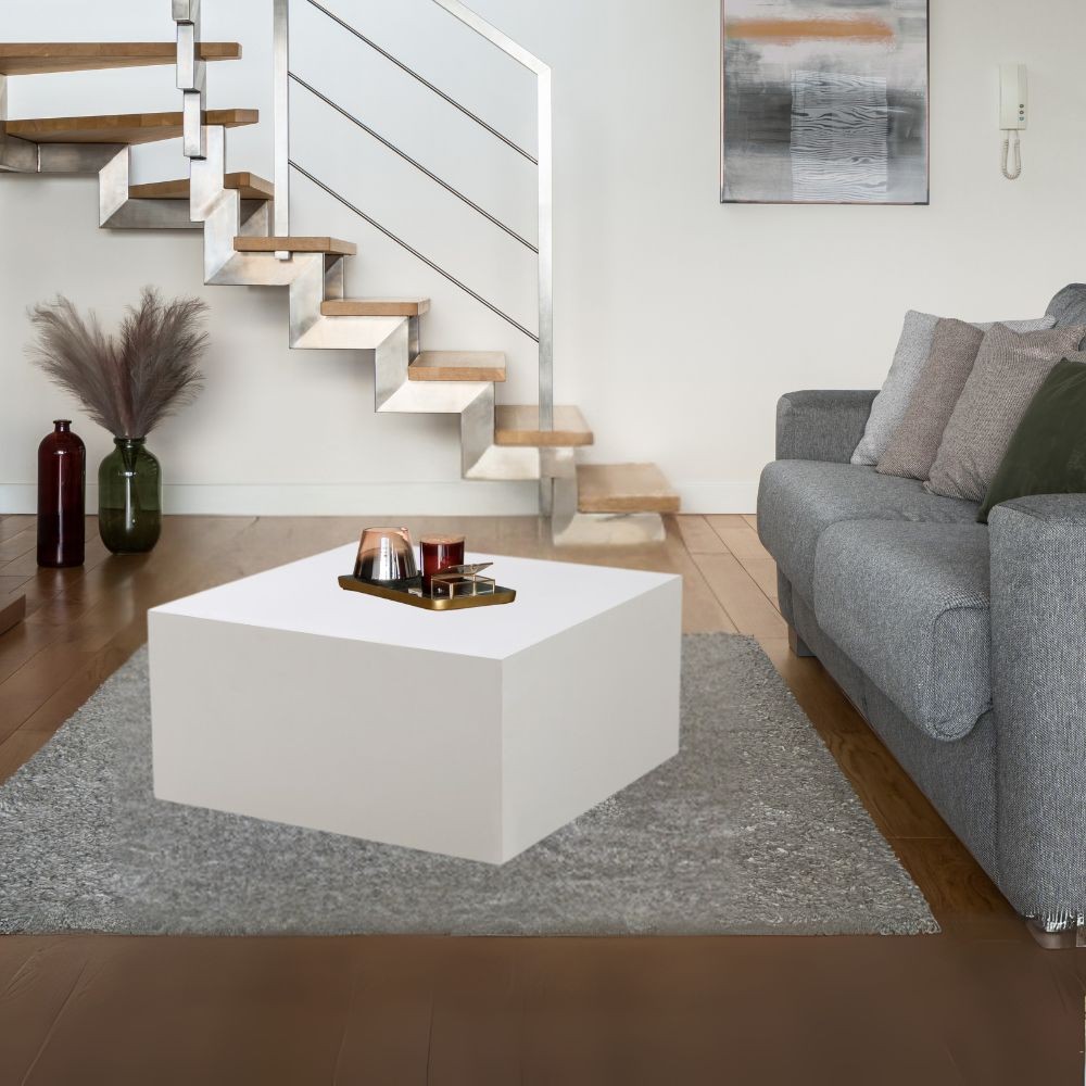 foto del prodotto tavolino da salotto bianco quadrato lola 80x80x40h
