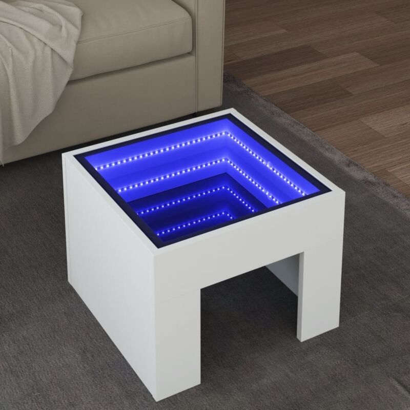 foto del prodotto tavolino da salotto con led infinity bianco 40x40x30 cm vidaxl