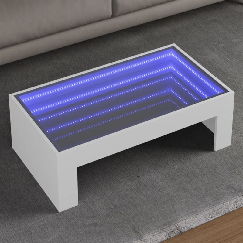 foto del prodotto tavolino da salotto con led infinity bianco 90x50x30 cm
