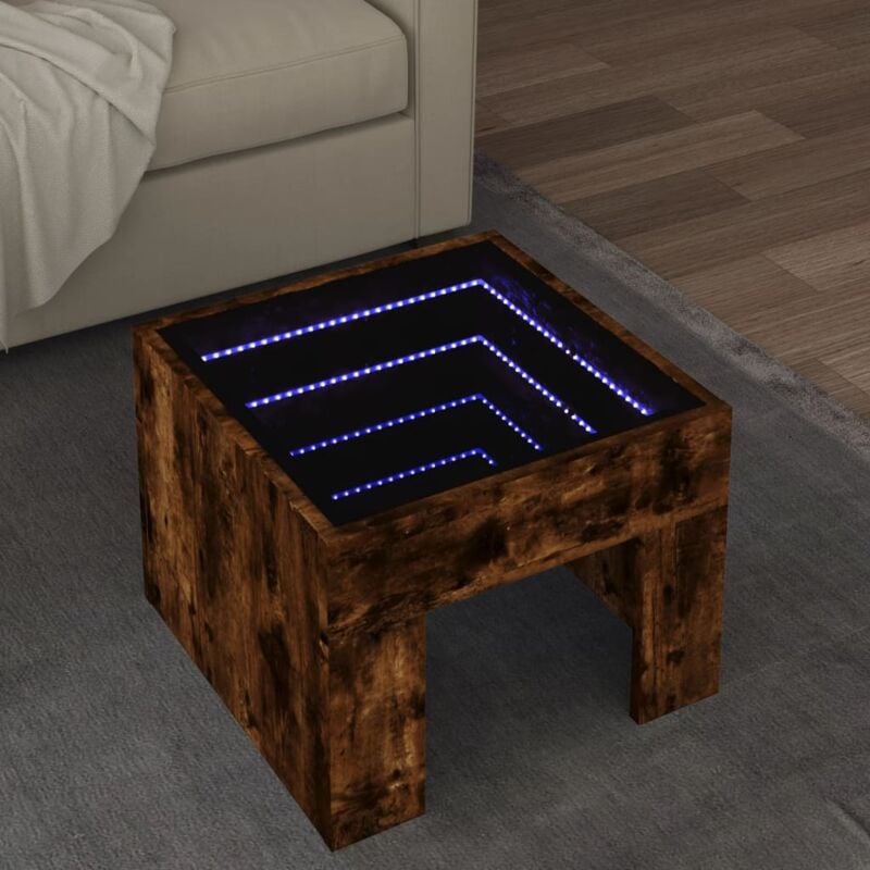 foto del prodotto tavolino da salotto con led infinity rovere fumo 40x40x30 cm vidaxl