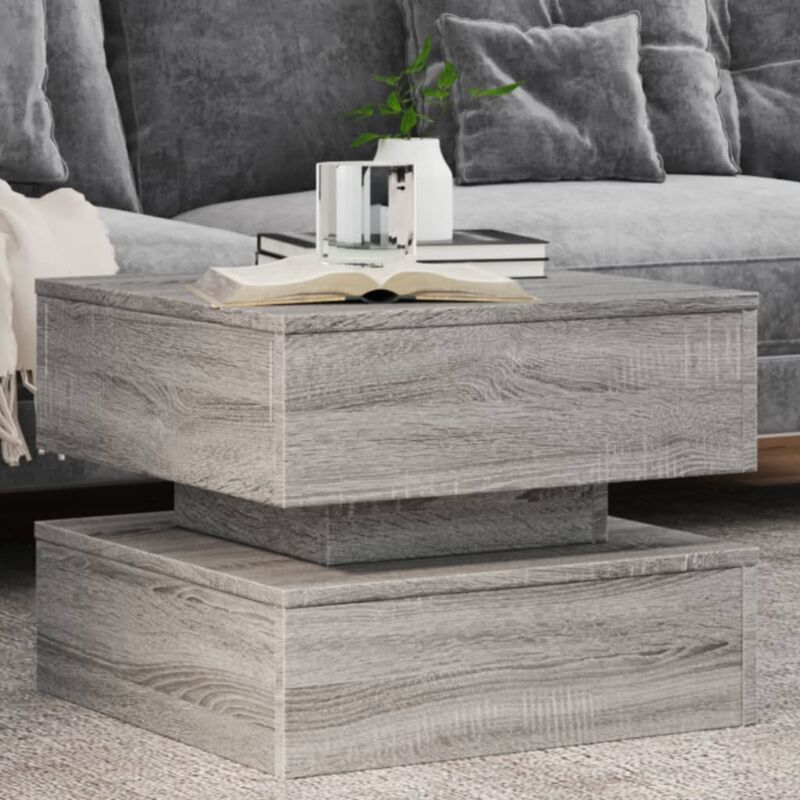 foto del prodotto tavolino da salotto con luci led grigio sonoma 50x50x40 cm