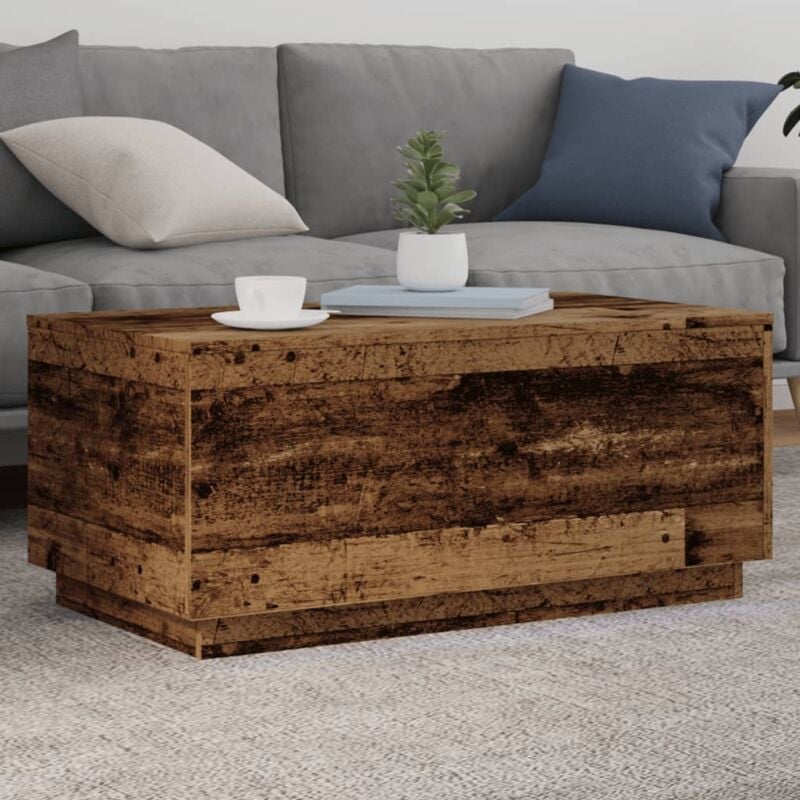 foto del prodotto tavolino da salotto con luci led legno antico 90x50x40 cm vidaxl