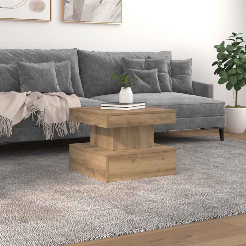 foto del prodotto tavolino da salotto con luci led rovere artigianale 50x50x40 cm vidaxl