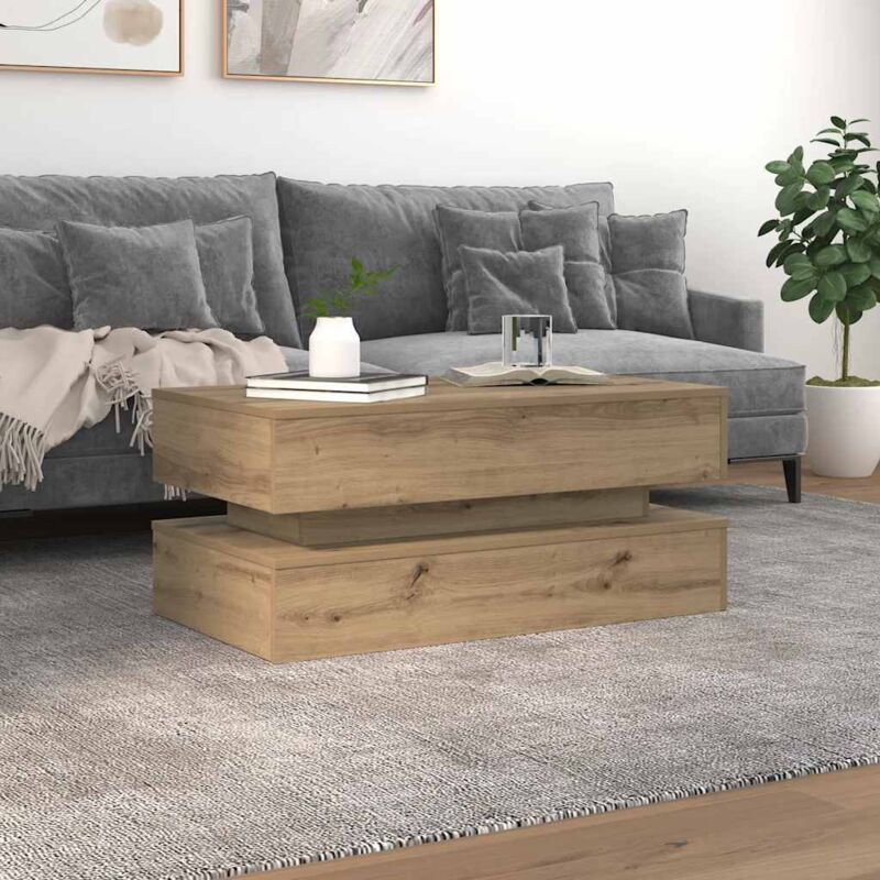 foto del prodotto tavolino da salotto con luci led rovere artigianale 90x50x40 cm vidaxl