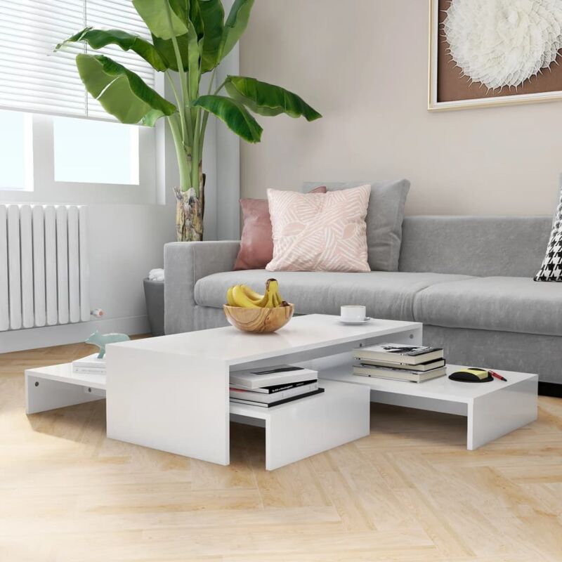 foto del prodotto tavolino da salotto con piani estraibili design moderno vari colori colore bianco lucido