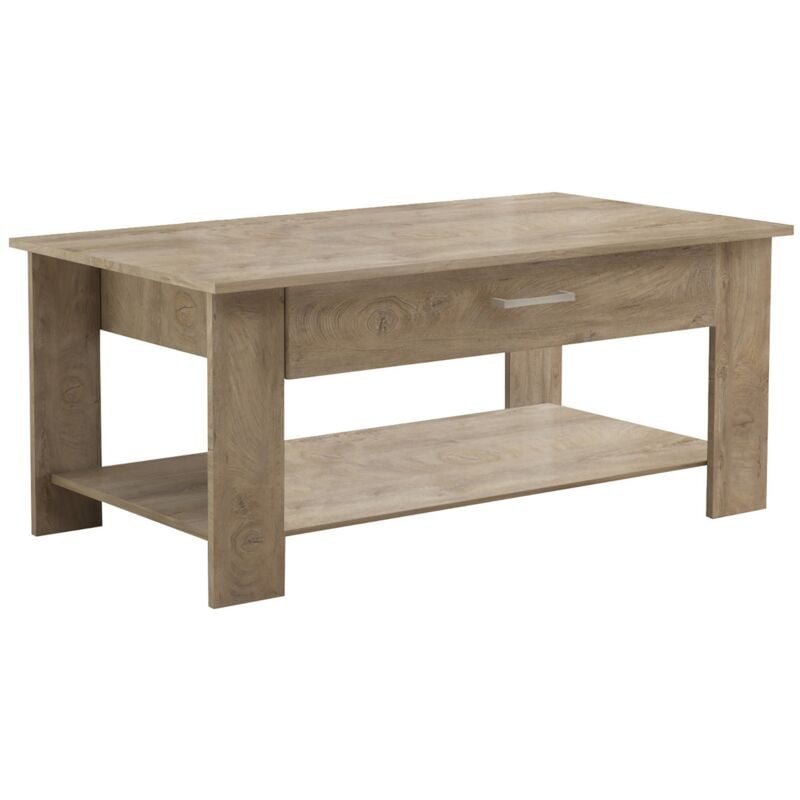 foto del prodotto tavolino da salotto di 110x60x44h cm per arredo salotto soggiorno con doppio ripiano e cassetto di colore mod. myrto