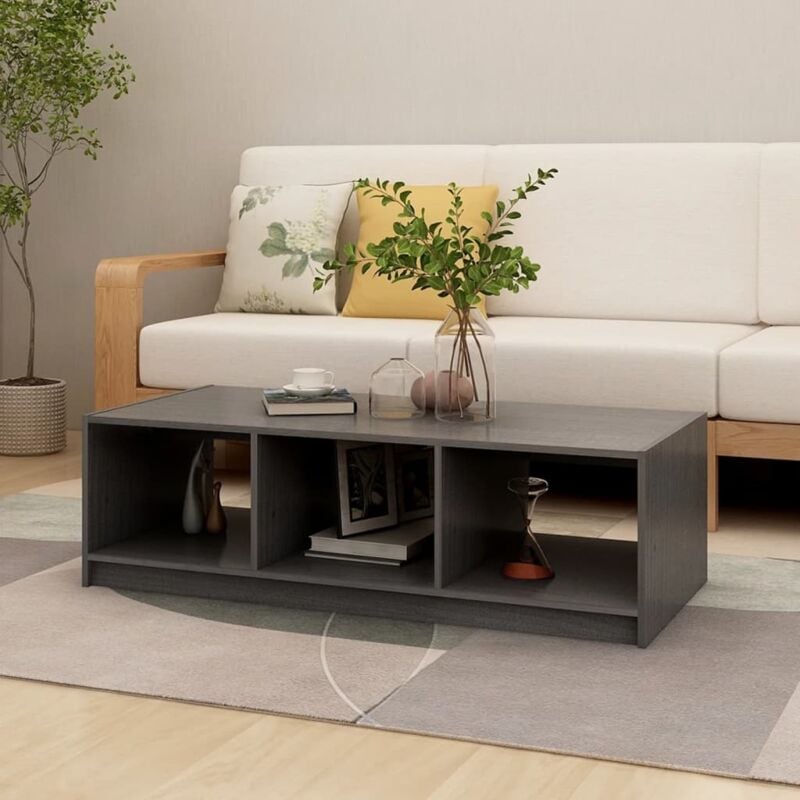 foto del prodotto tavolino da salotto grigio 110x50x34 cm legno massello di pino - vidaxl