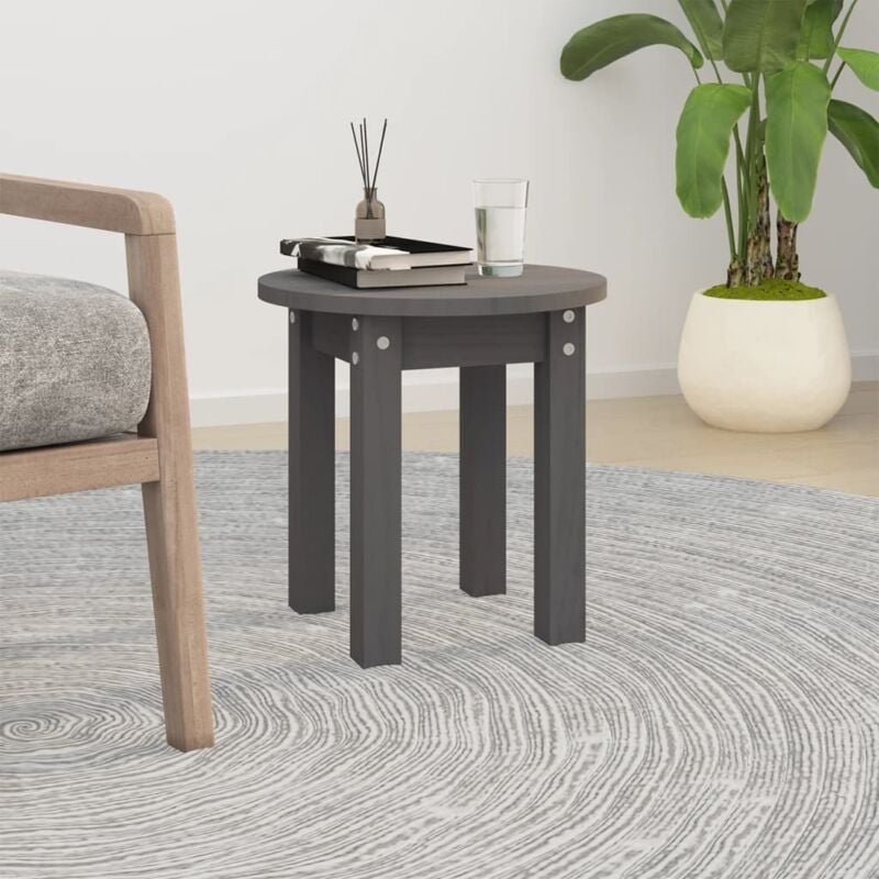 foto del prodotto tavolino da salotto grigio 35x35 cm in legno massello di pino vidaxl