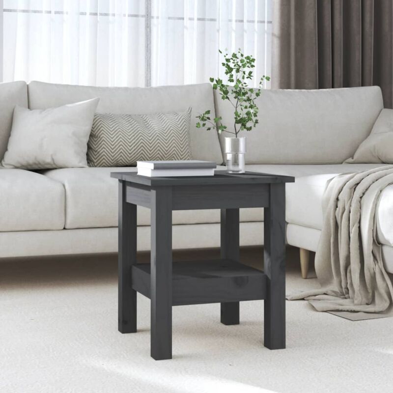 foto del prodotto tavolino da salotto grigio 35x35x40 cm legno massello di pino vidaxl