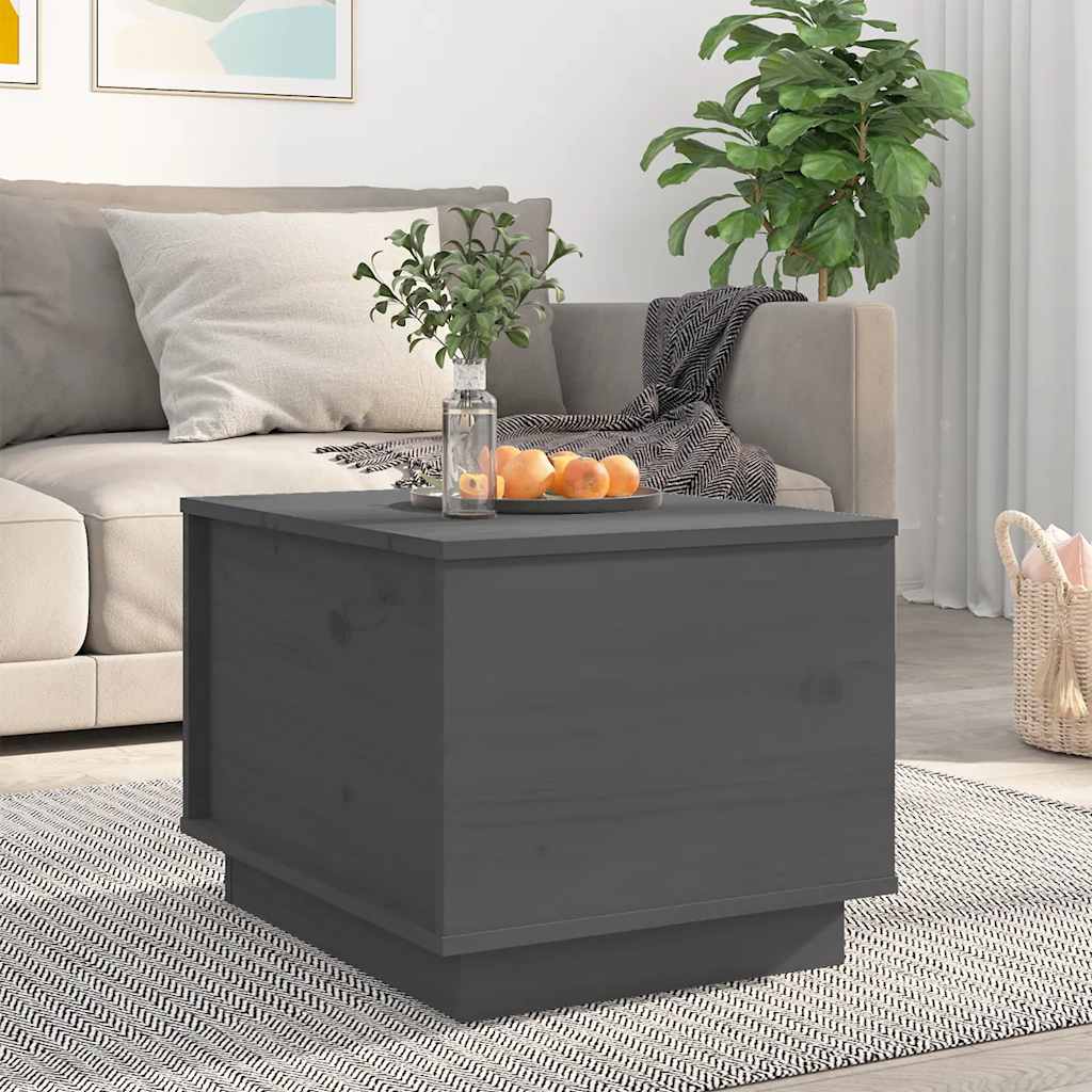 foto del prodotto tavolino da salotto grigio 40x50x35 cm legno massello di pino