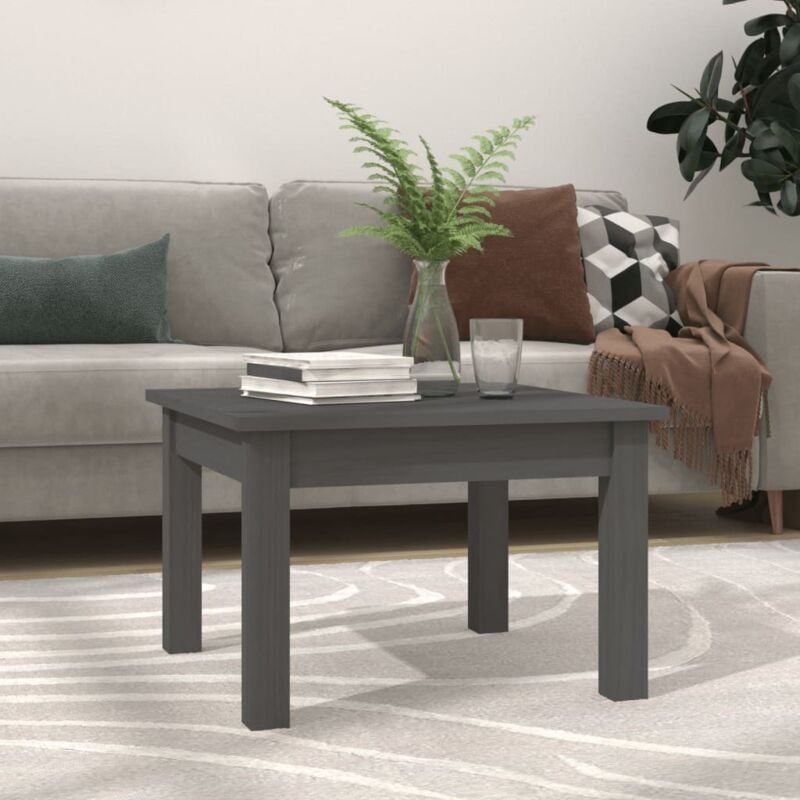 foto del prodotto tavolino da salotto grigio 45x45x30 cm legno massello di pino - vidaxl