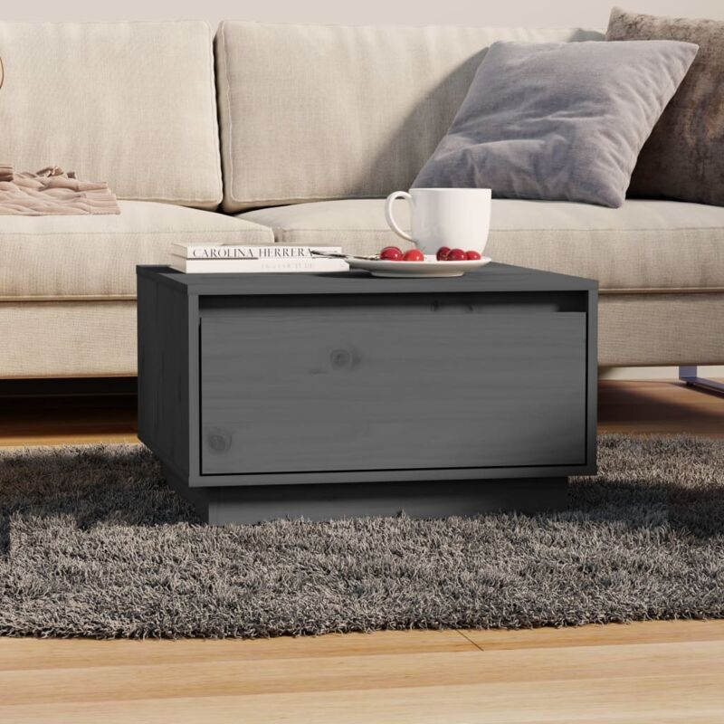 foto del prodotto tavolino da salotto grigio 55x56x32 cm legno massello di pino - vidaxl