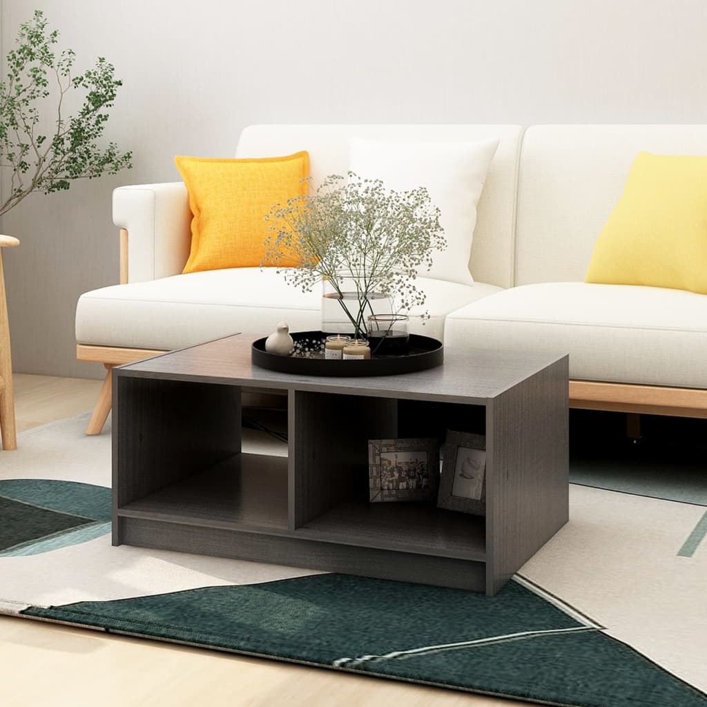 foto del prodotto tavolino da salotto grigio 75x50x33,5 cm legno massello di pino