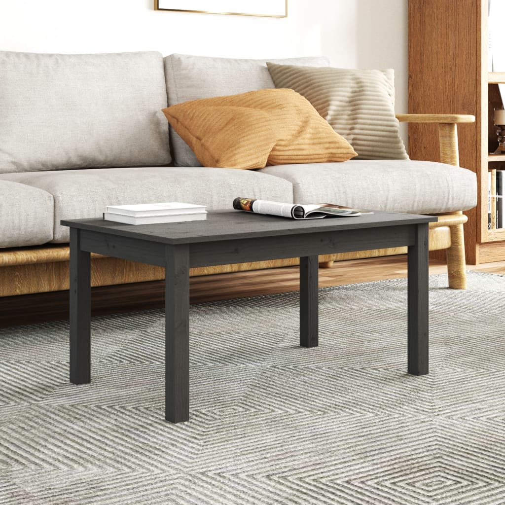 foto del prodotto tavolino da salotto grigio 80x50x40 cm legno massello di pino cod mxl 25729